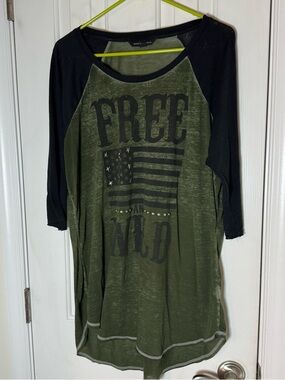 Rock & Republic Olive Green and Black Raglan Women’s Top